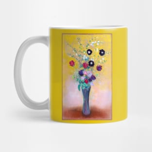 Flowers In Glass Vase Against Golden Yellow Background, Odilon Redon 1916 Mug